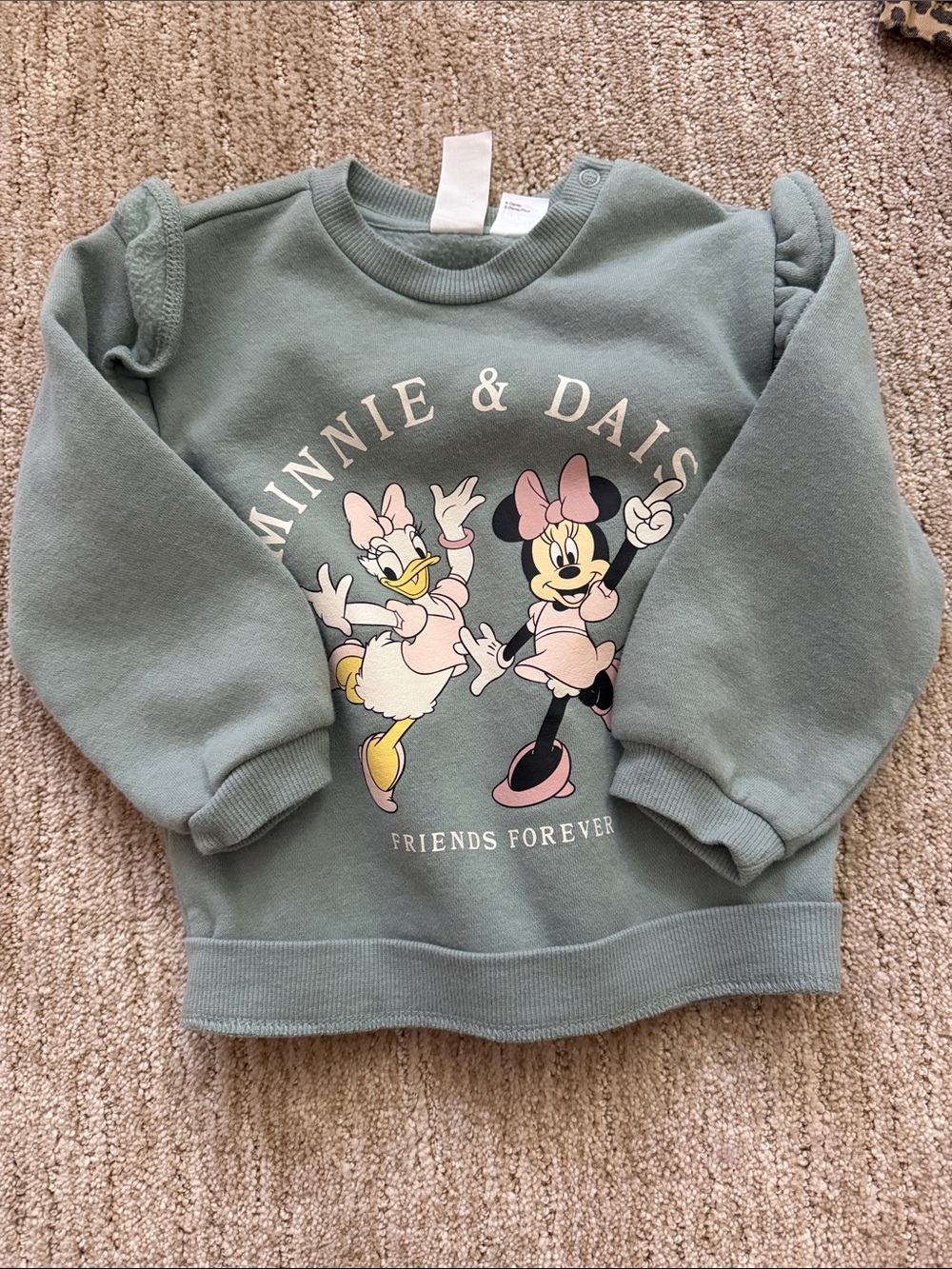 H&M Sage Green Minnie & Daisy Pullover Sweatshirt